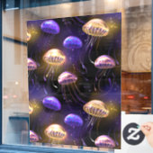 Autocollant Pour Fenêtre Sans joint avec méduse éclatante (Fenêtre de café)