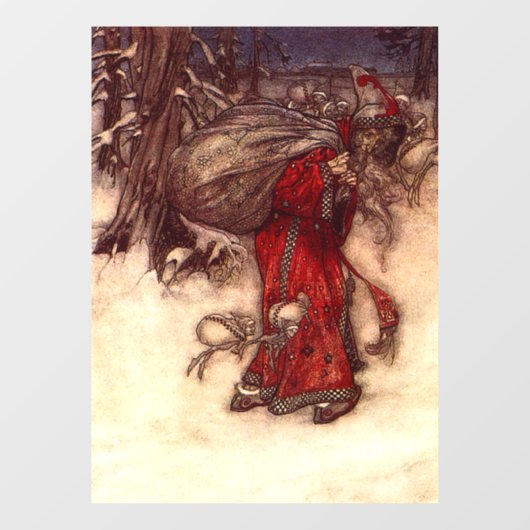 Autocollant Pour Fenêtre Santa Claus Arthur Rackham (Feuille)