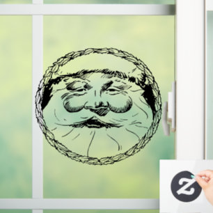 AUTOCOLLANT POUR FENÊTRE SANTA CLAUS VINTAGE FENÊTRE DE NOËL CLAIR