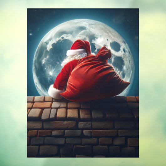 Autocollant Pour Fenêtre Santa Clause Shimmergeant Down Chimney (Feuille 3)