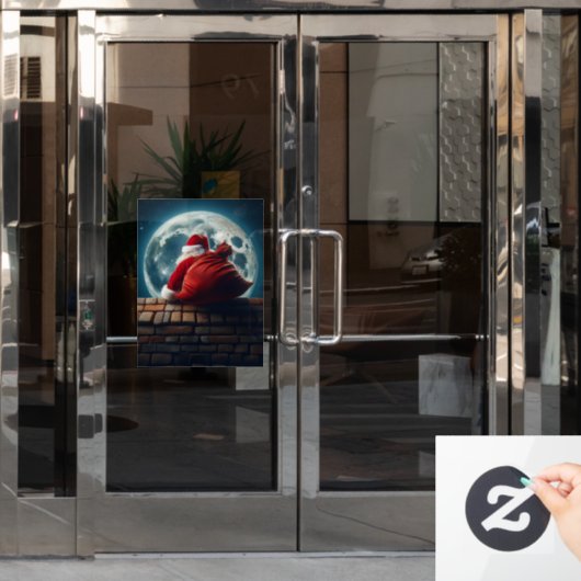 Autocollant Pour Fenêtre Santa Clause Shimmergeant Down Chimney (Porte de bureau)