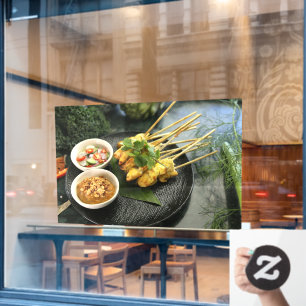 Autocollant Pour Fenêtre Sauce de cacahuète de poulet Satay nourriture thaï