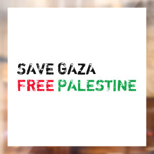 Autocollant Pour Fenêtre Save Gaza Free Palestine noir rouge blanc