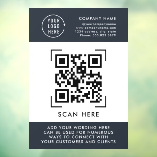 Autocollant Pour Fenêtre Scan Code QR | Logo Professionnel d'Entreprise (Feuille 3)