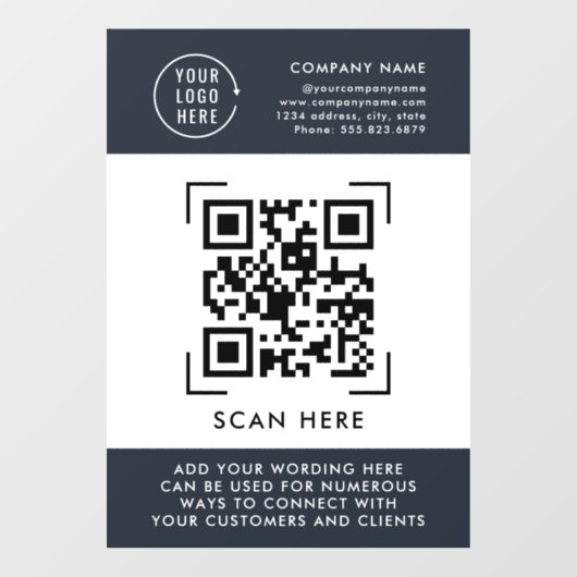 Autocollant Pour Fenêtre Scan Code QR | Logo Professionnel d'Entreprise (Feuille)