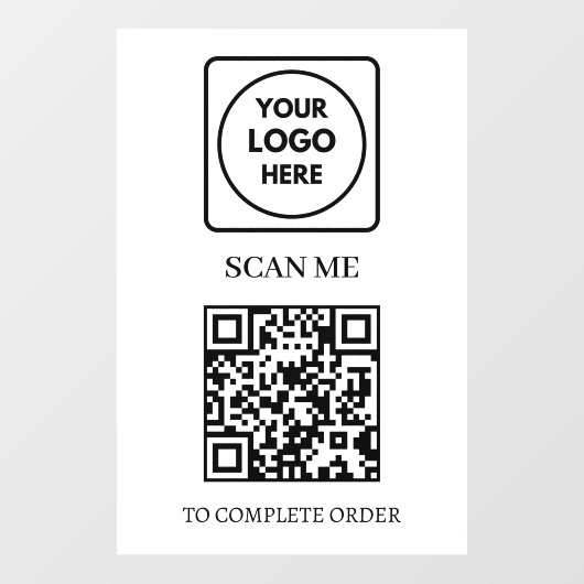 Autocollant Pour Fenêtre Scan de code QR pour commander | Affichage du logo (Feuille)