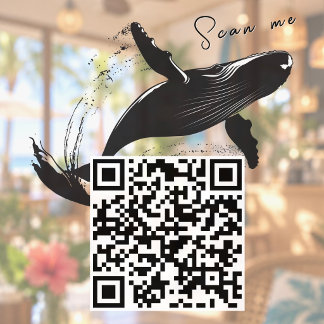 Autocollant Pour Fenêtre Scan me QR Code Whale Coworking Tech Office