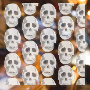 Autocollant Pour Fenêtre Scary Scull Black & White Pattern