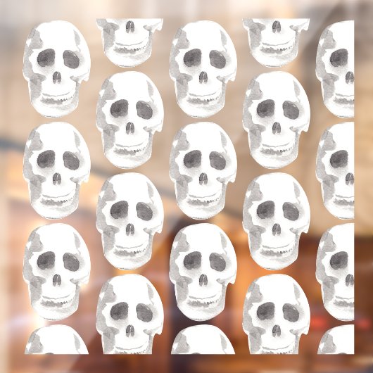 Autocollant Pour Fenêtre Scary Scull Black & White Pattern (Feuille 2)