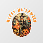 Autocollant Pour Fenêtre Scène d'Halloween vintage (Feuille)