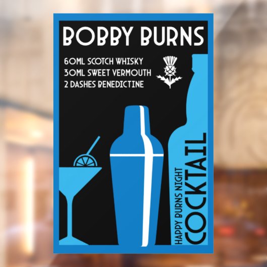 Autocollant Pour Fenêtre Scottish Bobby Burns Whiskey Cocktail (Feuille 2)