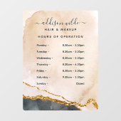 Autocollant Pour Fenêtre Script Aquarelle rose Noir Or heures d'affaires (Feuille)