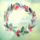 Autocollant Pour Fenêtre Script de couronnes d'aquarelle de Noël moderne (Feuille 3)