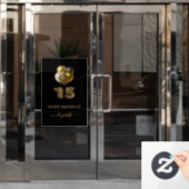 Autocollant Pour Fenêtre Script de nom léopard d'or noir Quinceanera (Porte de bureau)