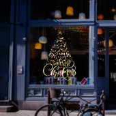 Autocollant Pour Fenêtre Script Gold Joyeux Noël Arbre d'affaires