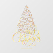 Autocollant Pour Fenêtre Script Gold Joyeux Noël Arbre d'affaires (Feuille)