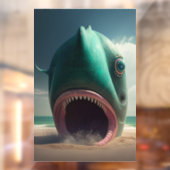 Autocollant Pour Fenêtre Sculpture de requin sur la plage (Feuille 2)