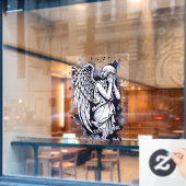Autocollant Pour Fenêtre Sculpture d'un ange larmant - avec des éclaboussur (Fenêtre de café)