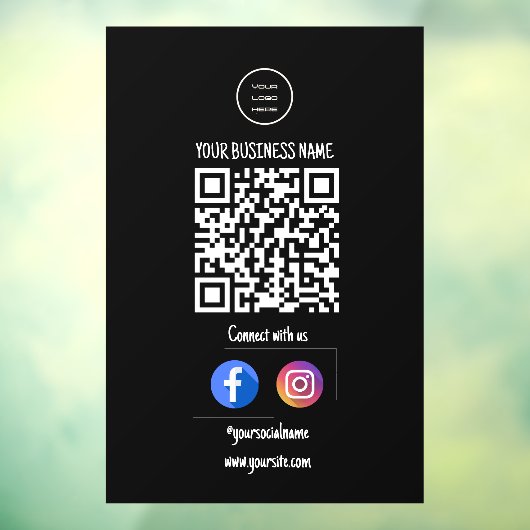 Autocollant Pour Fenêtre Se Connecter Avec Nous Logo d'entreprise noire (Feuille 3)