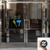 Autocollant Pour Fenêtre Sèche-cheveux & lisseuse-cheveux illustration (Porte de bureau)