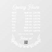 Autocollant Pour Fenêtre Semi-couronne florale Heures d'ouverture Code QR (Feuille)