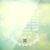 Autocollant Pour Fenêtre Semi-couronne florale Heures d'ouverture Code QR (Feuille 3)