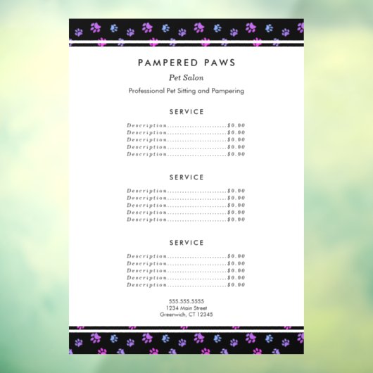 Autocollant Pour Fenêtre Service de salon professionnel pour animaux de com (Feuille 3)