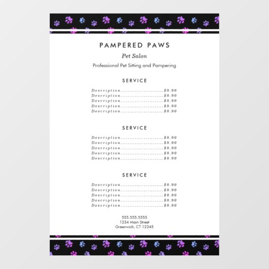 Autocollant Pour Fenêtre Service de salon professionnel pour animaux de com (Feuille)