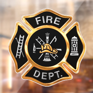 Autocollant Pour Fenêtre Service d'incendie Gold Maltese Cross Clouage de f