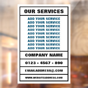 Autocollant Pour Fenêtre Services aux entreprises et information