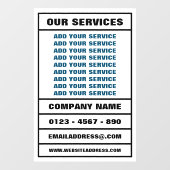 Autocollant Pour Fenêtre Services aux entreprises et informations (Feuille)