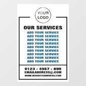 Autocollant Pour Fenêtre Services aux entreprises, informations et logo (Feuille)