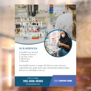 Autocollant Pour Fenêtre Services commerciaux de pharmacie personnalisés