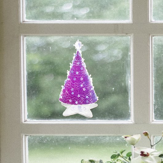 Autocollant Pour Fenêtre Shiny Pink Silver Christmas Tree Star Shape Rug