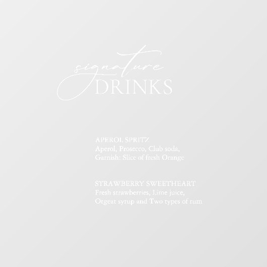 Autocollant Pour Fenêtre Signature Boissons Barre Acrylique/Panneau de sign (Feuille)