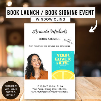 Autocollant Pour Fenêtre Signer livre Auteur Écrivain Livre Lancement Bests