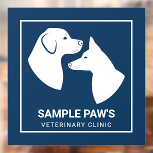 Autocollant Pour Fenêtre Silhouettes de chiens blancs sur fond bleu - Clini