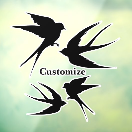 Autocollant Pour Fenêtre Silhouettes d'oiseaux hirondelles Thunder_Cove (Feuille 3)