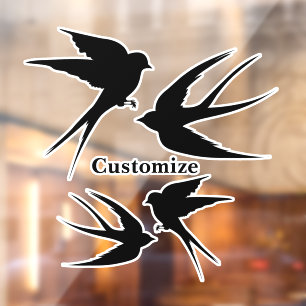 Autocollant Pour Fenêtre Silhouettes d'oiseaux hirondelles Thunder_Cove