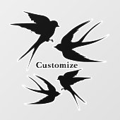 Autocollant Pour Fenêtre Silhouettes d'oiseaux hirondelles Thunder_Cove (Feuille)