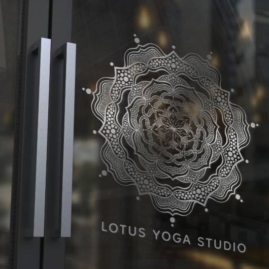 Autocollant Pour Fenêtre Silver Mandala Bohemian Elegant Reiki Yoga Studio