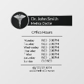 Autocollant Pour Fenêtre Silver Professional Médicale Caduceus Heures d'ouv (Feuille)