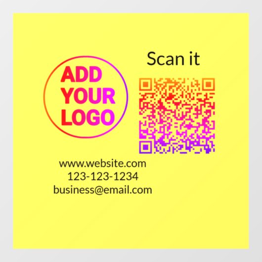 Autocollant Pour Fenêtre Simple code QR minimal ajouter un logo nom de code (Feuille)