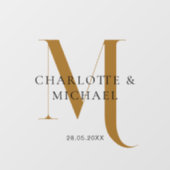 Autocollant Pour Fenêtre Simple, Élégant, Monogramme, Mariage (Feuille)