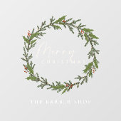 Autocollant Pour Fenêtre Simple Joyeux Pine Berries Green Wreath (Feuille)