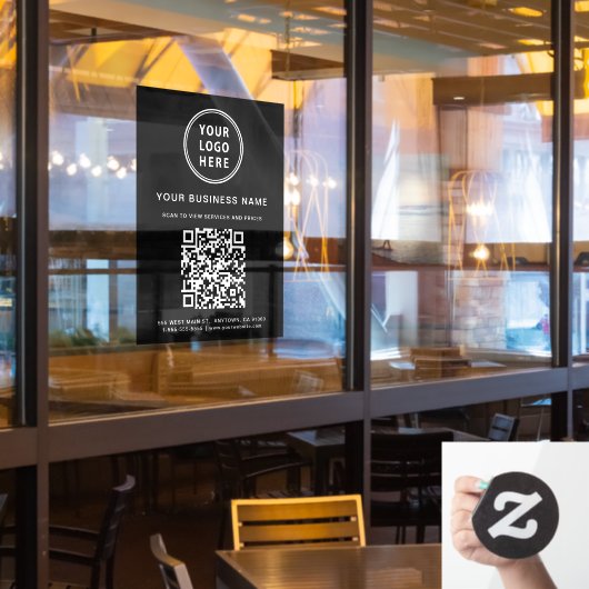 Autocollant Pour Fenêtre Simple logo de business code QR noir (Fenêtre du restaurant)