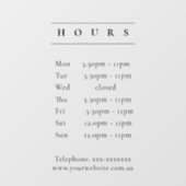 Autocollant Pour Fenêtre Simple minimal Élégant Noir Horaires d'ouverture H (Feuille)