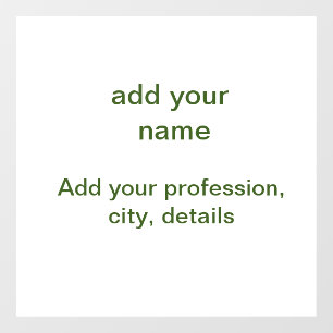Autocollant Pour Fenêtre Simple minimal vert ajoutez votre texte nom photo
