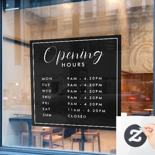 Autocollant Pour Fenêtre Simple Modern Store Heures d'ouverture texte manus (Fenêtre de café)
