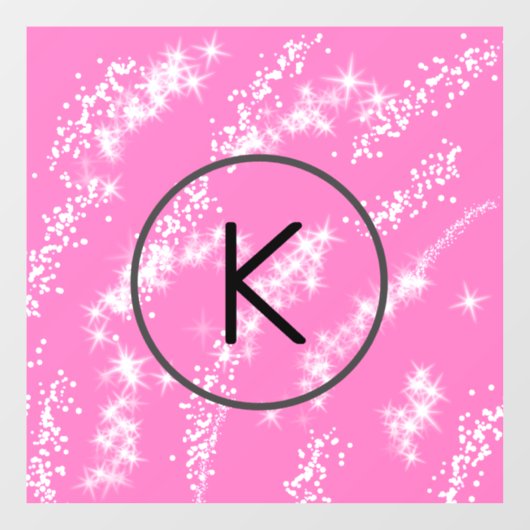 Autocollant Pour Fenêtre simple monogramme blanc monogramme rose parties sc (Feuille)